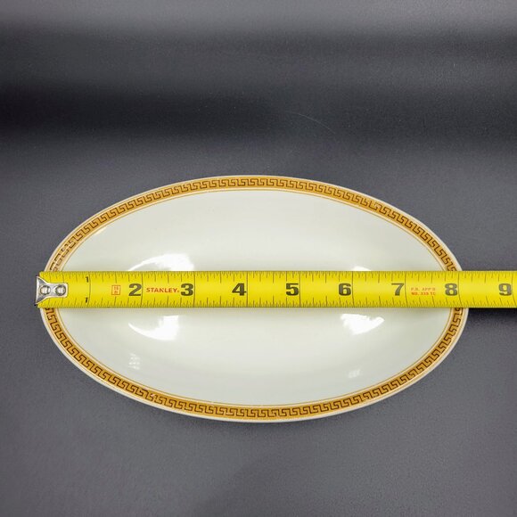 Vintage Maddock Oval Plate Restaurant Ware Gold Greek Key Ultra Vitrified Englan - Picture 8 of 9